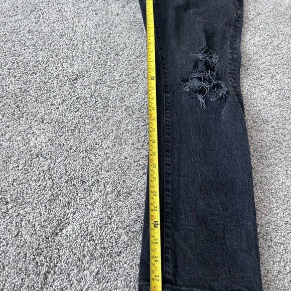 Free People Dark Grey Ripped Distressed Zip Fly Women’s Straight Leg Jeans 27 - Picture 7 of 11